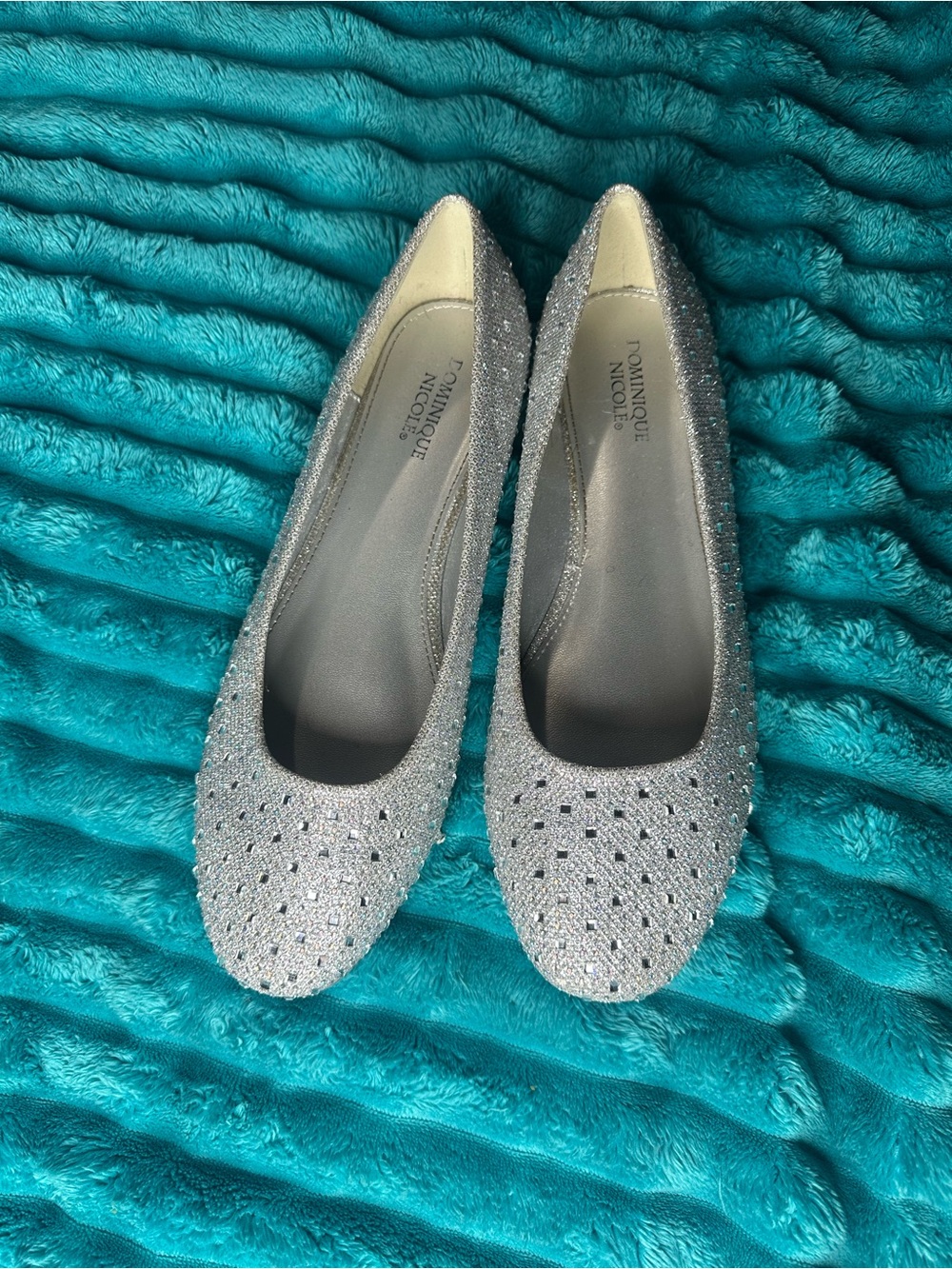 Dominique Silver Sparkle Studded Ballet Flats
